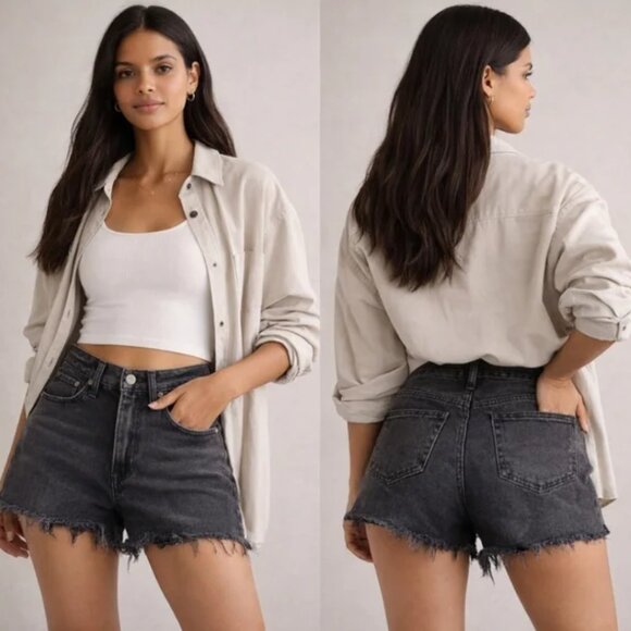 Abercrombie & Fitch Pants - Abercrombie & Fitch 90s High Rise Cutoff Denim Shorts Black Curve Love Size 30
